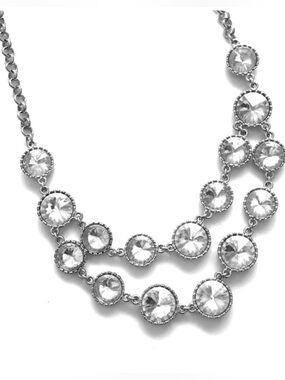 🌺 2/$20 Rhinestone Necklace Vintage Silver clear round stones statement necklace